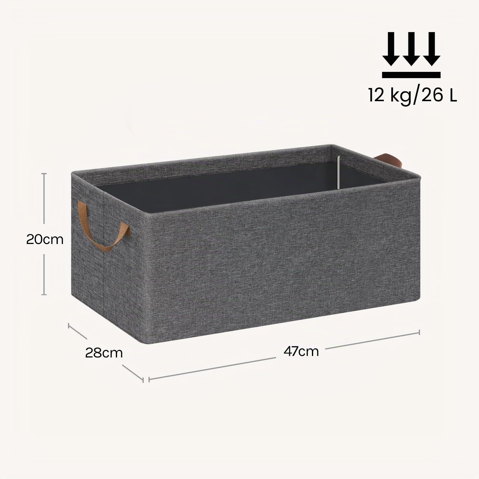 WOLTU Juego de 6 Cajas de Almacenamiento Plegables, Organizadoras de Tela con Asas, para Ropa y Juguetes en Armarios, Gris, 47x28x20cm