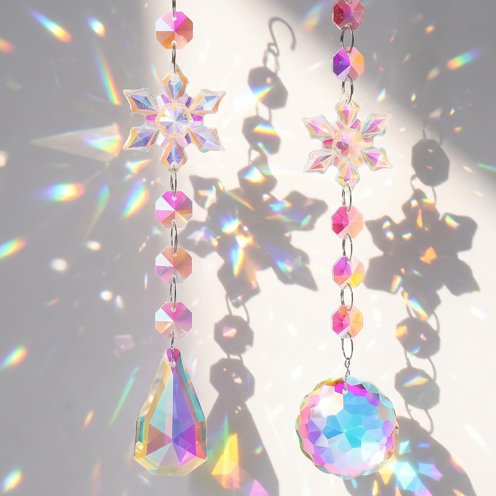 Matwsec 2 Pcs Crystal Sun Catchers, Suncatcher for Windows Hanging