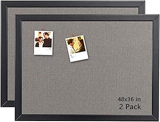 Gideal Bulletin Board 36 x 48 Inch, 100% Wood Framed Canvas Cork Board with Grey Fabric, Wall Mounted Notice Board for Home Office School, 2 Pack