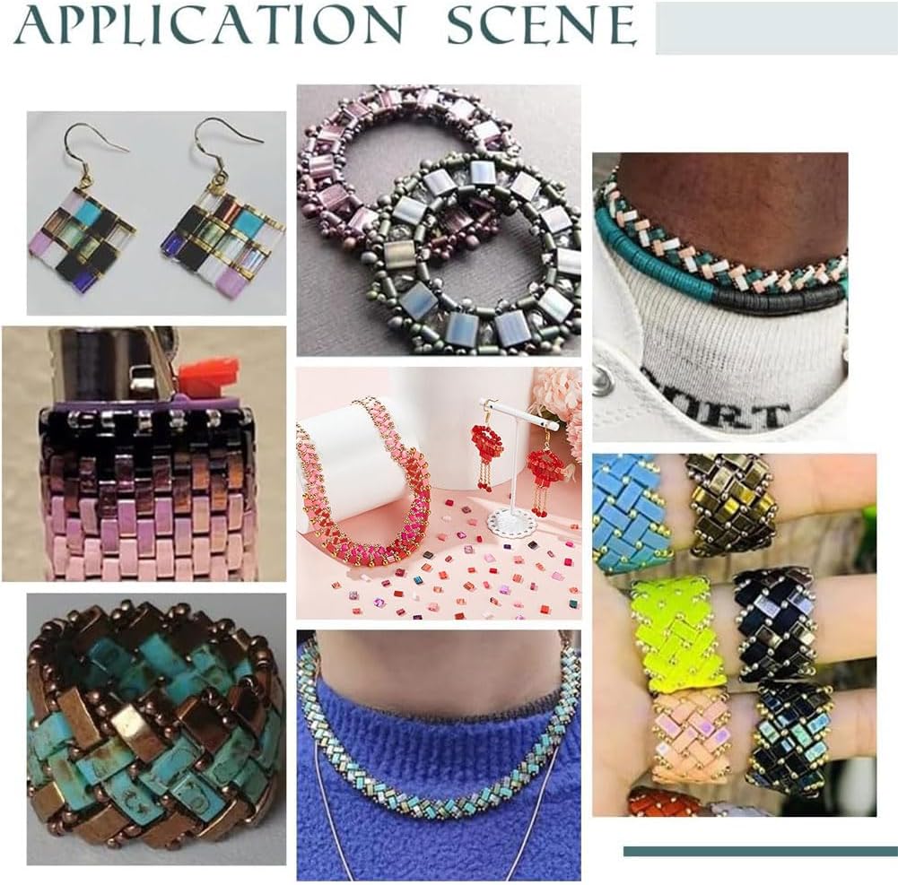 PH PandaHall 500pcs Metallic Tila Beads 10 Colors Tila Glass Seed Beads, 5mm Double Hole Square Spacer Loose Bead for Bracelets Necklaces Earrings Jewelry Making Crafts - Image 5