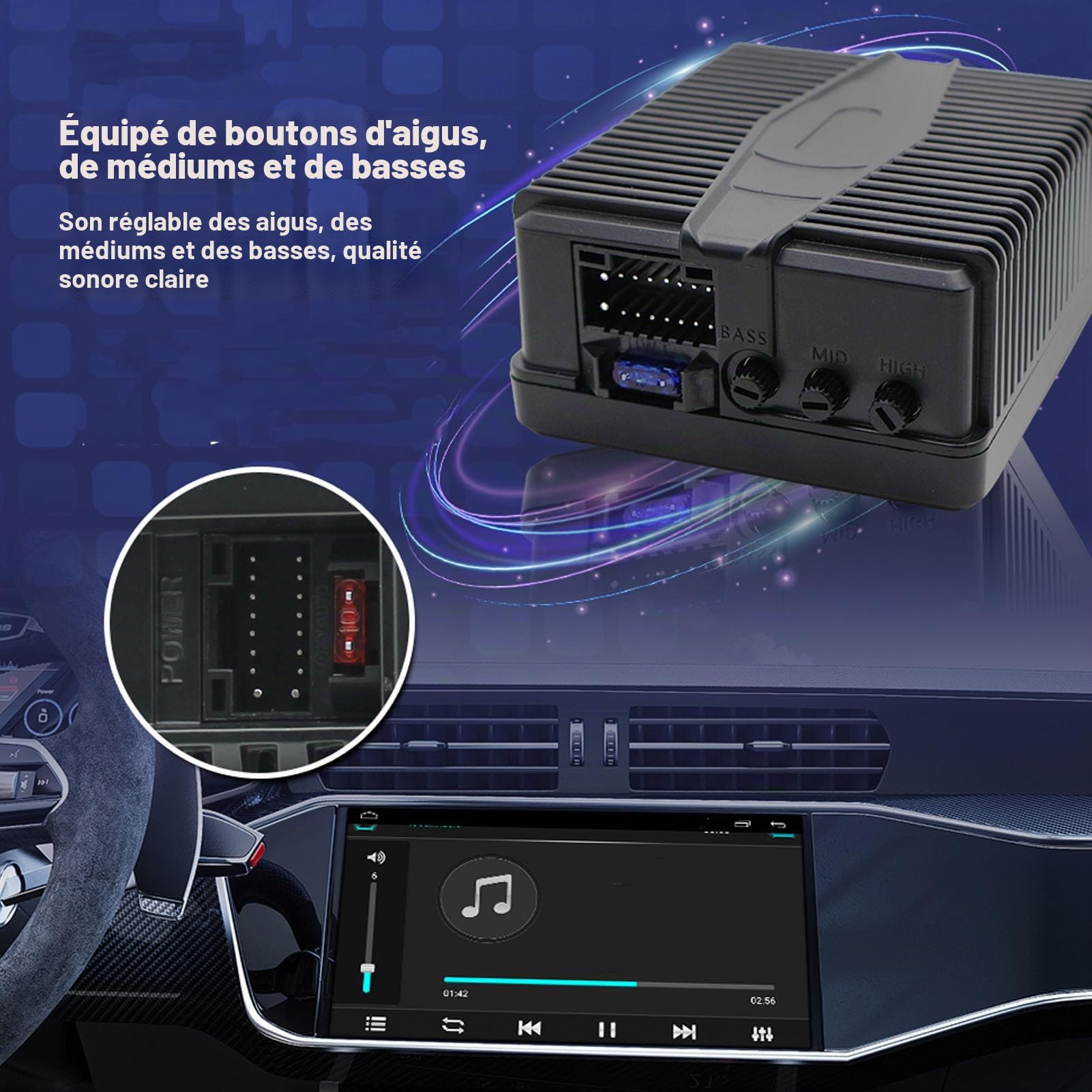 Amplificateur Stéréo de Voiture 12V Amplificateur DAP Car 4 X 60W Power 4 Channel Clear Quality Amplificateur de Voiture pour Android Car Stéréo Système