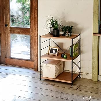 Amazon｜[山善] ウッドシェルフ 収納ラック 木製棚板 3段 幅65