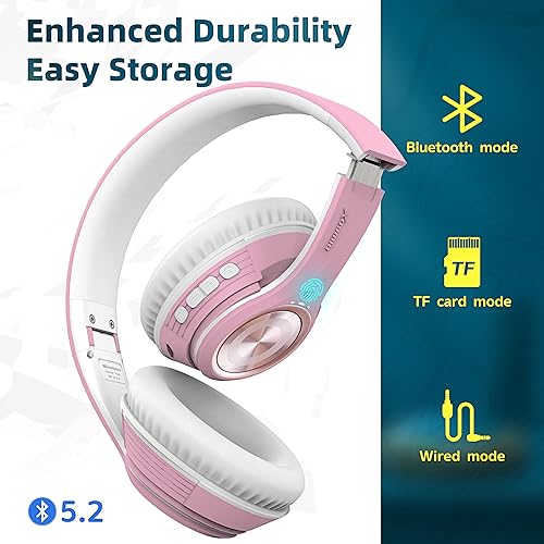 Miniatura 5 de Riwbox TX8 Bluetooth Headphones, Over Ear Headphones, HiFi Stereo, with Touch Control and mic, Soft Earmuffs/Foldable/SD/TF, 40H Playtime, for