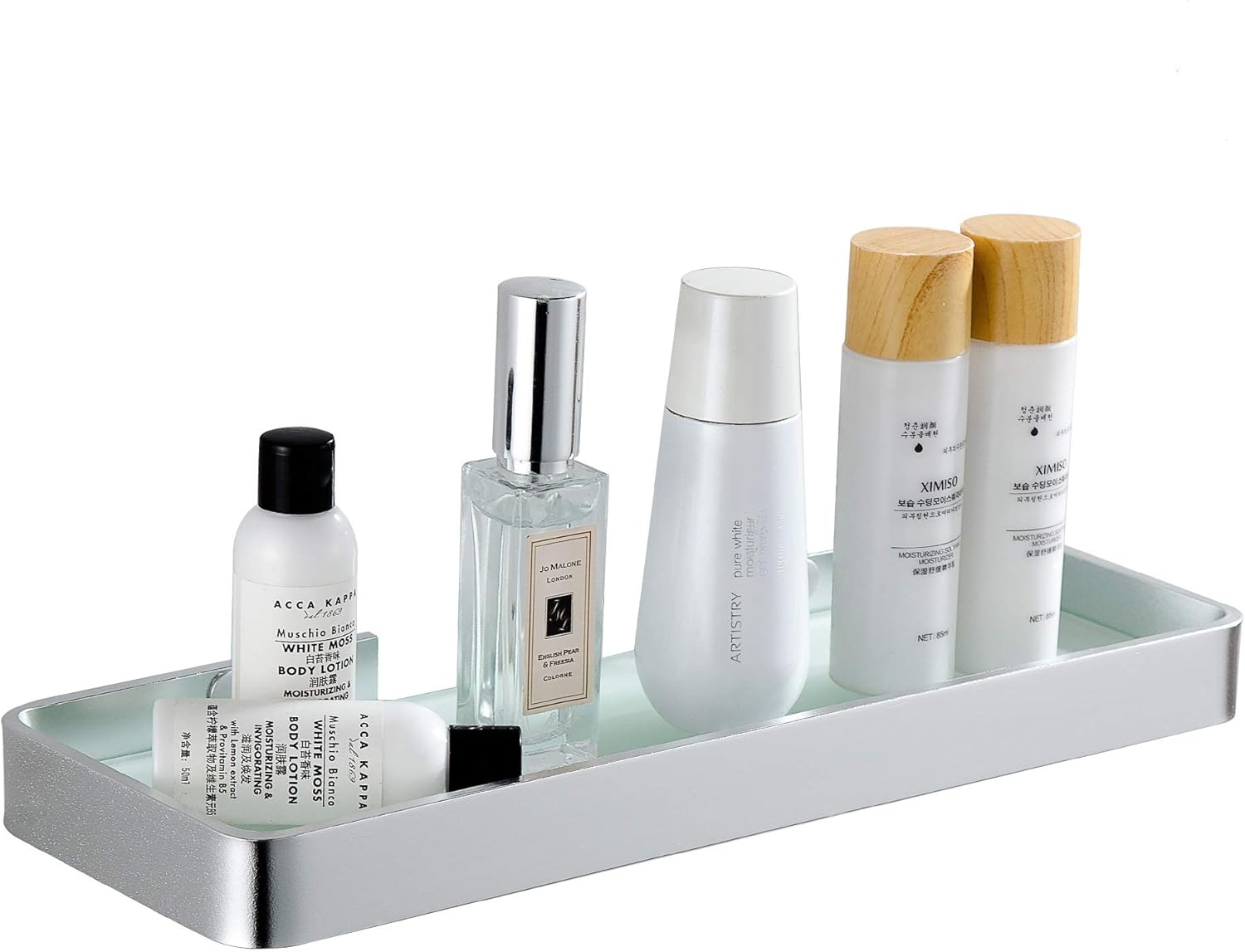 Hoomtaook Shower Shelves no Drilling Tempered Glass Bathroom Shelf