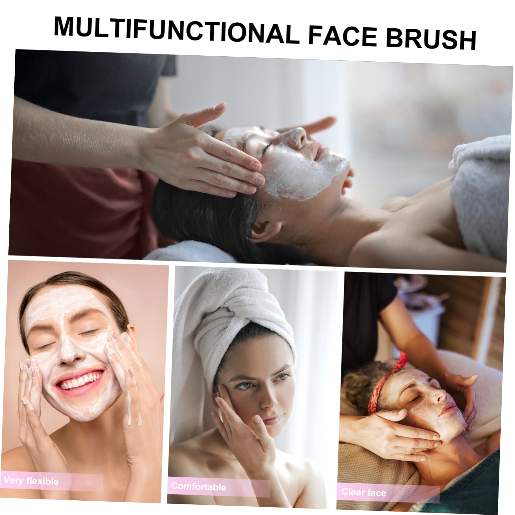 TOVINANNA 6pcs Long Handle Nail Cleaner Gentle Bristles Facial Brush Set Non-Slip Handle for Travel