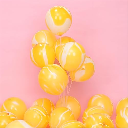 Miniatura 5 de Globos amarillos de teñido anudado, 30 unidades, globos de látex de mármol de ágata de 12 pulgadas, para suministros de fiesta de cumpleaños,