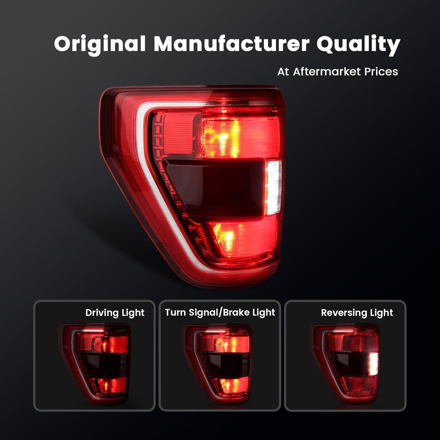 Tail Light Compatible with 2021 2022 2023 Ford F150 XL XLT Halogen Type Taillight w/Blind Spot Rear Turn Signal Brake Lamp Assembly Replacement ML3Z13405C (Left Driver Side)