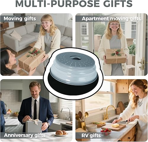 Miniatura 7 de Cubierta grande de salpicaduras de microondas de 12 pulgadas y alfombrilla de silicona, cubierta plegable para alimentos y asa elevada, tapa