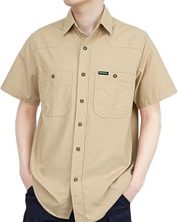 BOCOMAL Men's Lightweight Chambray Button Down Work Shirts Relaxed Fit