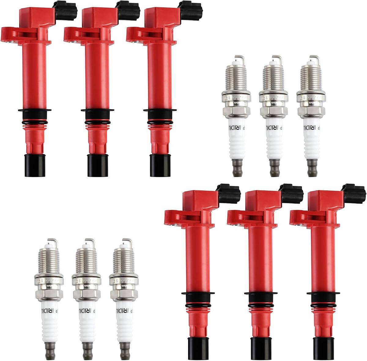 Ignition Coil& Iridium Spark Plug Pack of 6 Compatible With Dodge Ram Nitro 1500 Jeep Liberty Grand Cherokee Commander Raider 3.7L V6 UF270 7100