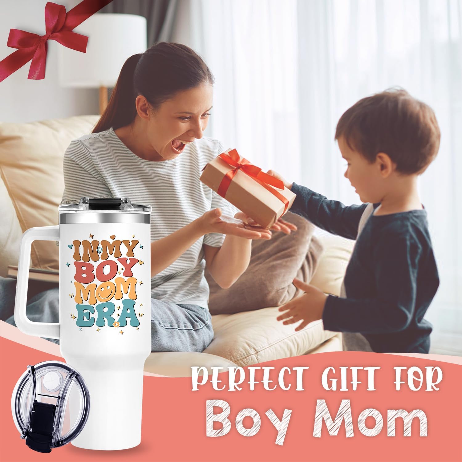 Boy Mom Tumbler with Handle, Boy Moms Gifts for New Moms - 40 oz In My Boys Mom Cups Tumbler with Lid and Straw - Mother Gifts for Mothers Day Birthday Christmas Gift for Boys Mother - Image 7