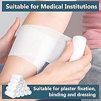 Vista 5 de Paquete de 32 Rollos de Gasa, 4 pulgadas x 4.1 Yardas, Rollo de Envoltura de Gasa Premium para Heridas, Envoltura de Vendaje Gasas Enrolladas