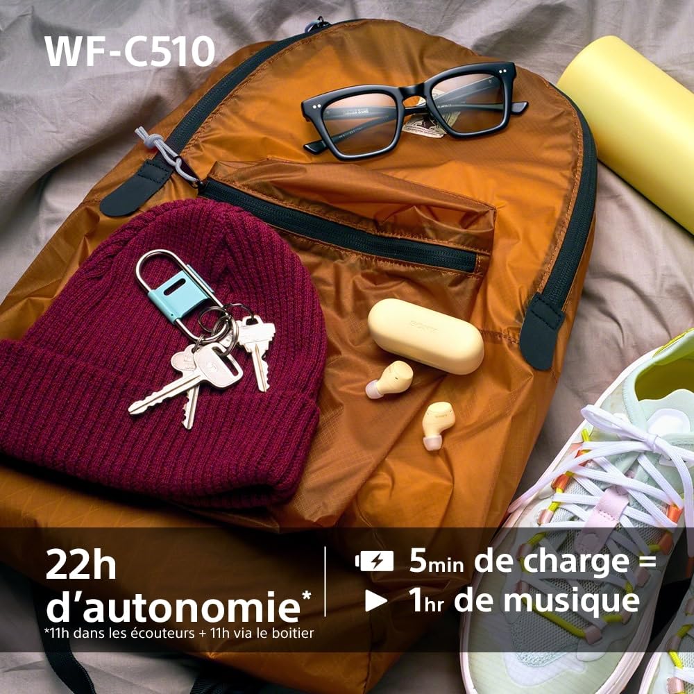 Sony WF-C510 Truly Wireless Kopfhörer - Kleine, leichte Bluetooth In-Ear-Kopfhörer mit Multipoint-Connection, Ambient Sound, IPX4 Rating, Spotify Tap, iOS & Android - blau (Generalüberholt)
