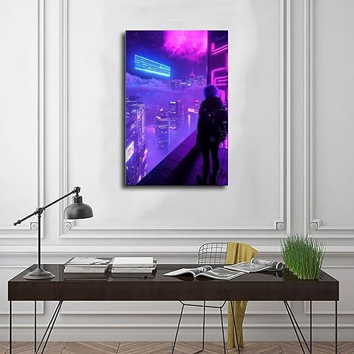 Miniatura 3 de Surreal Synthwave Art Print  Dreamy Retro Futuristic Cityscape Poster  Unique Sci-Fi Wall Decor Modern Wall Prints Abstract Geometric Minimalist Art