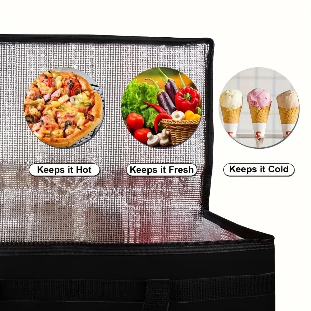 Bolsa isotérmica, Bolsa térmica Reutilizable Grande XXXL con Base rígida extraíble y Aislamiento de 3 Capas for Pizza