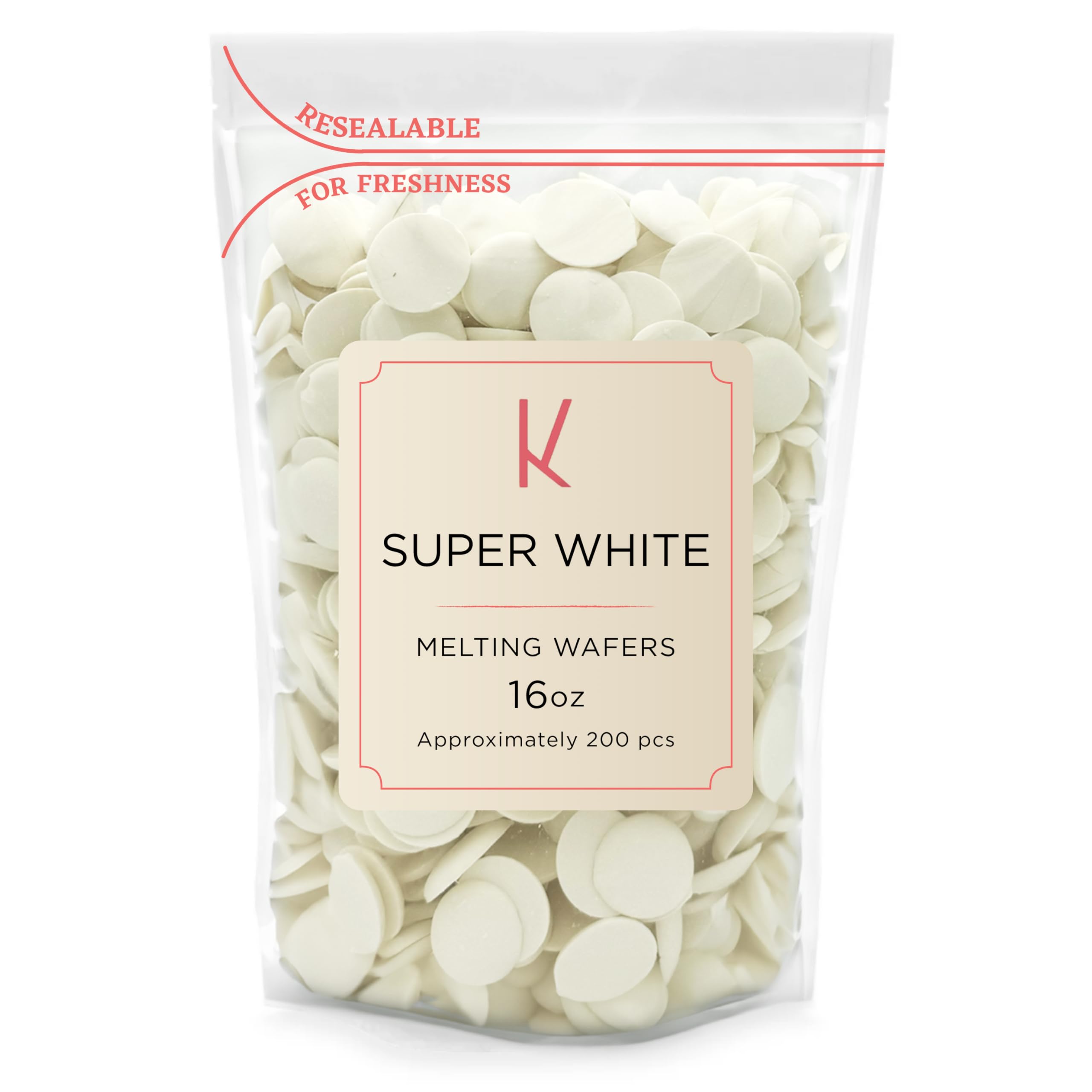 K Super White Melting Wafers 16 Ounces Bulk Perfect For Dipping, Deserts, Baking And More - 1 Pound