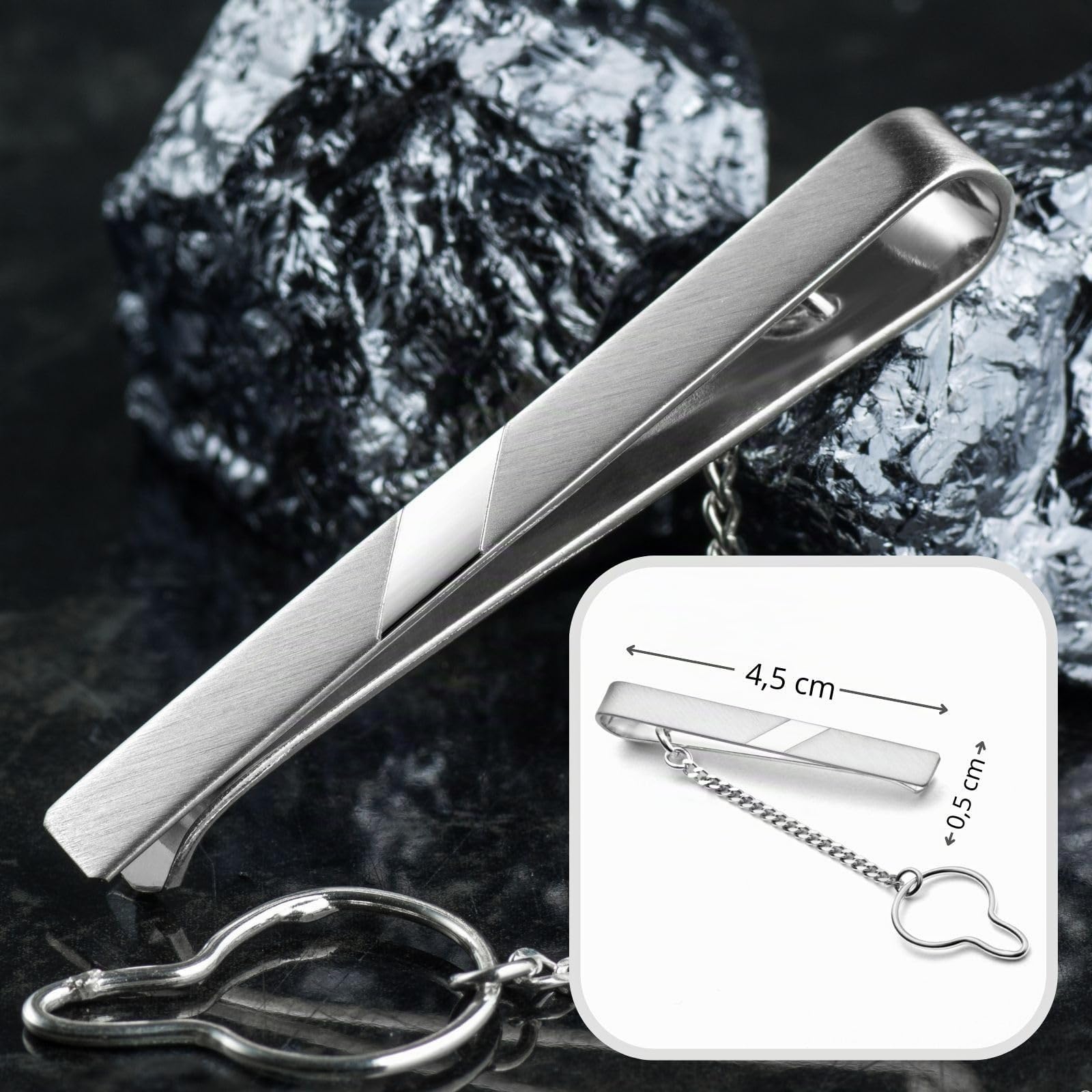 Pince À Cravate Homme En Argent 925 Avec Finition Brossée