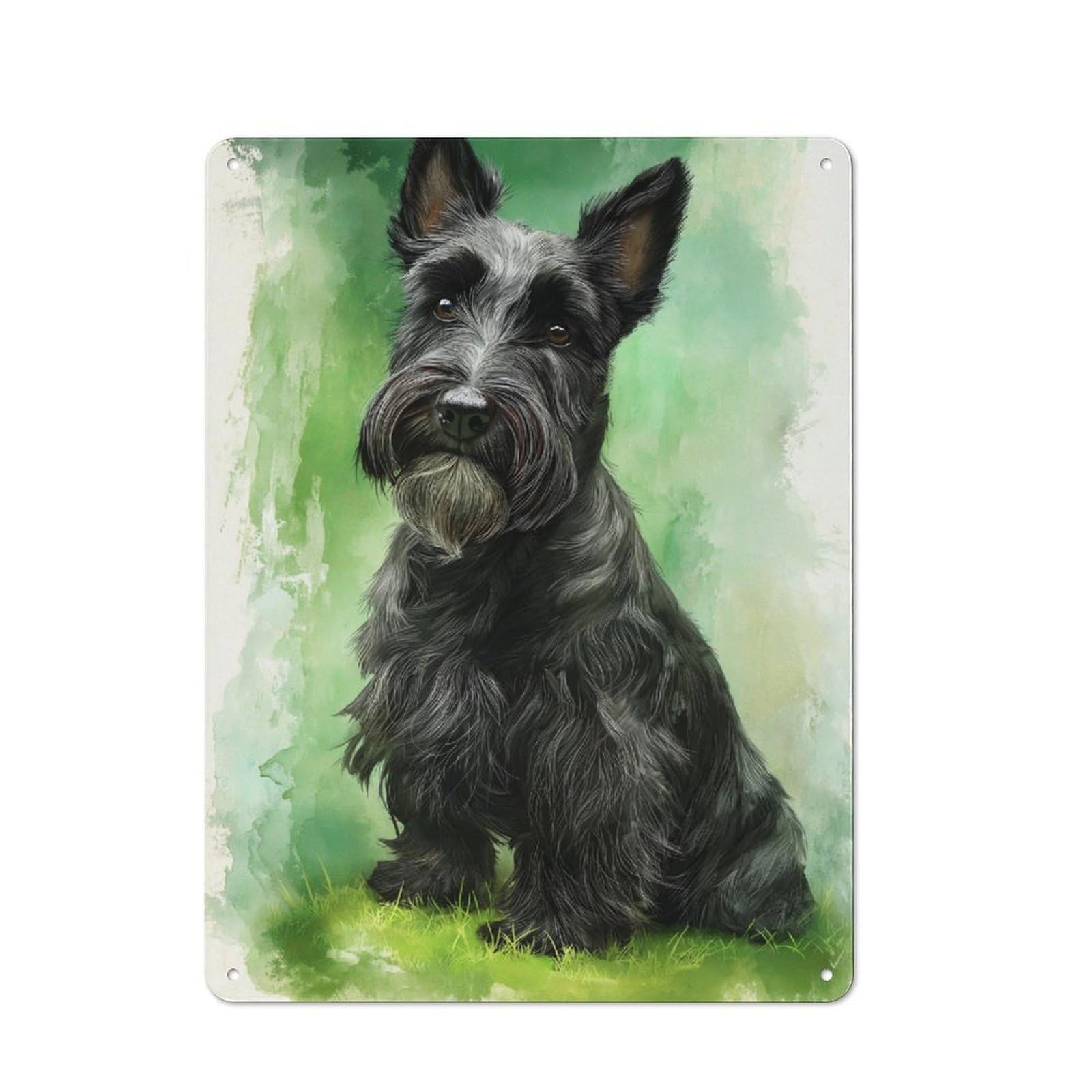 Junmoney Scottish Terrier Portrait Retro Metal Wall Sign 40X30cm With For Pub Or Café, A Housewarming Gift For Hospitality Wall Decor Collectors