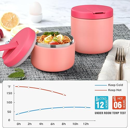 Miniatura 5 de Termo de sopa para niños de 12 onzas para comida caliente, tarro de comida aislado al vacío con tapa de hebilla, recipiente de almuerzo de acero
