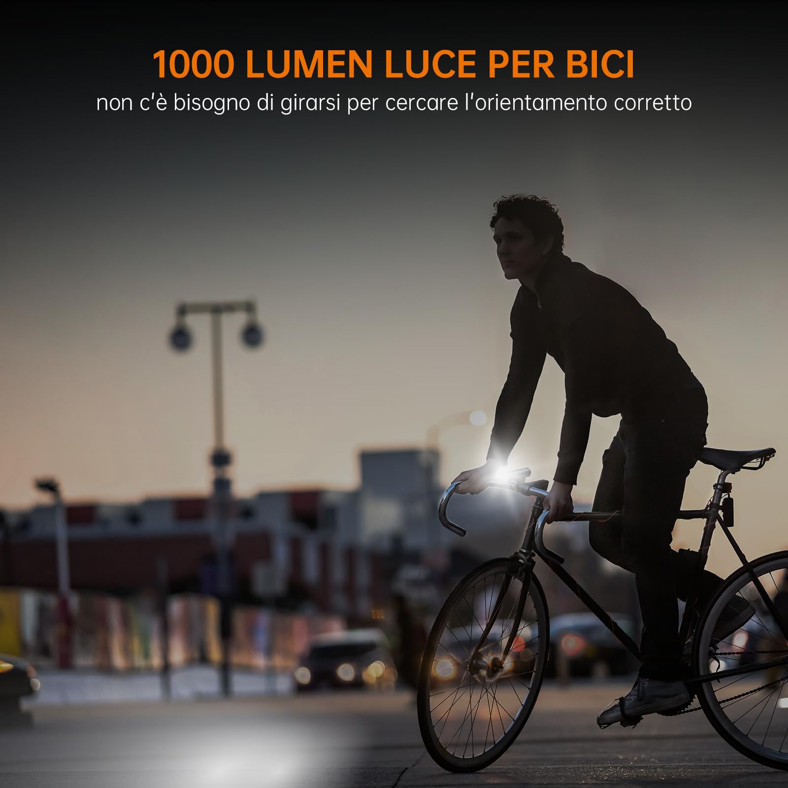 RAVEMEN CR1000 Fanalini Anteriori per Bicicletta, 1000 Lumen Lente antiriflesso con fascio a T Luce Anteriore, Cavalcare di Notte Pulsante remoto cablato Resistenza all'acqua IPX6 USB-C Ricaricabile
