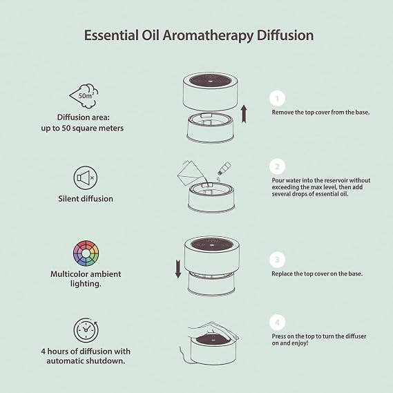 Pranarom - Zen Diffuser - Enhance Ambiance - Minimalist Bamboo Design - Essential Oil Diffuser - Multiple Light Options, Automatic Shut-Off, Easy to Use