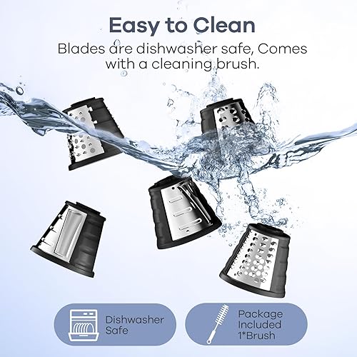 Miniatura 7 de Ganiza Rallador eléctrico 5 en 1 para cocina, triturador de queso máximo de 250 W, 5 cuchillas intercambiables, cortador eléctrico para