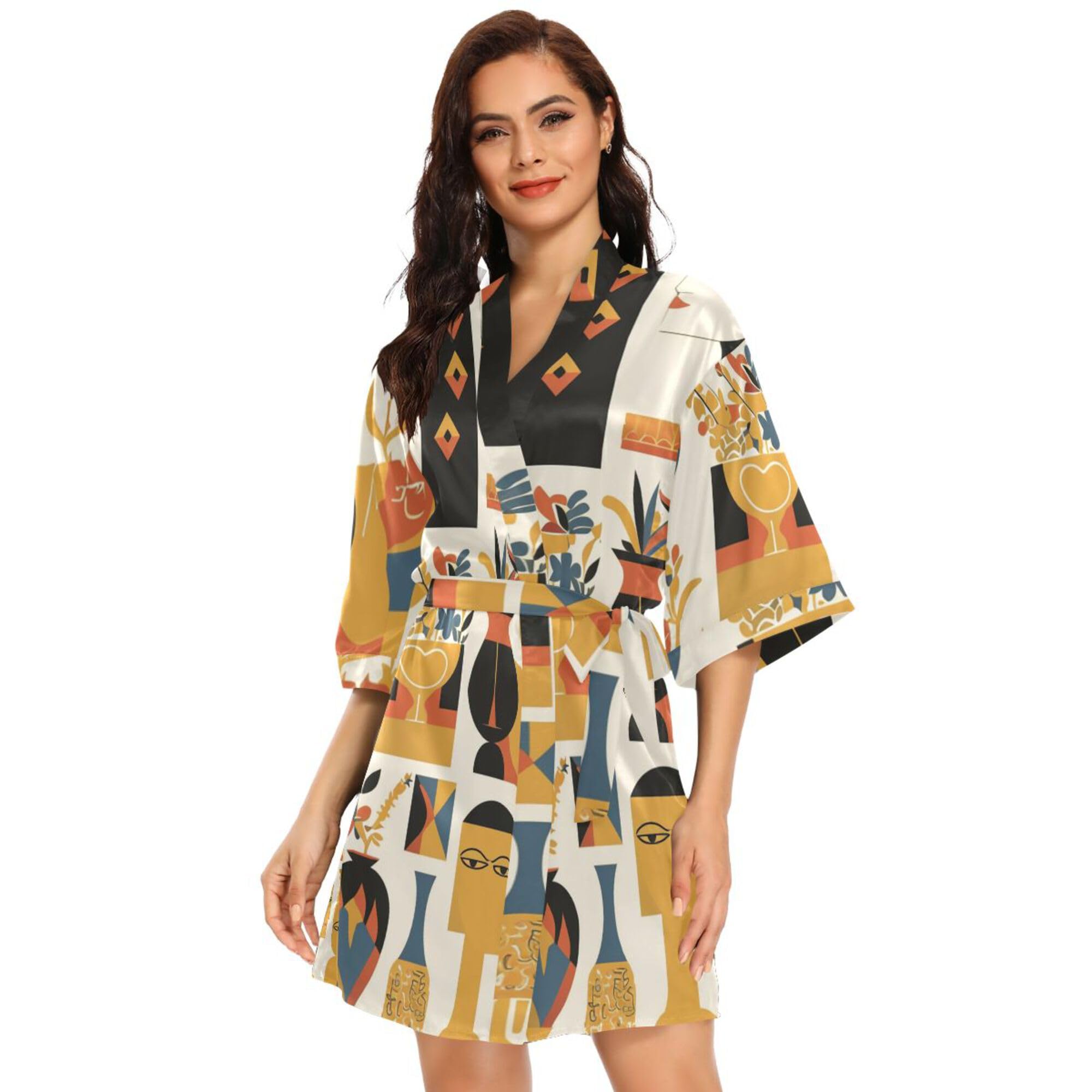 Theme Of Ancient Greece Womens Kimono Robes, Bathrobe Nightgowns Soft Nightshirt Oversized
