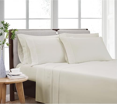 Miniatura 9 de CANNON - Juego de sábanas y fundas de almohada de 6 piezas Heritage Collection, microfibra de fácil cuidado - Queen - Blanco