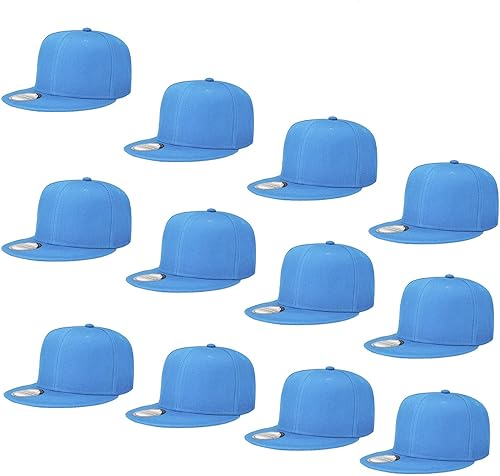 Falari Venta al por mayor 12 Pack Snapback Sombrero Gorra Hip Hop Estilo Flat Bill Blanco Color Sólido Tamaño Ajustable