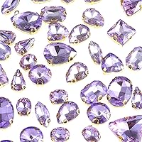 Vista 9 de 50 diamantes de imitación para coser, formas mixtas, diamantes de imitación de cristal para coser en gemas de cristal, parte trasera plana mental