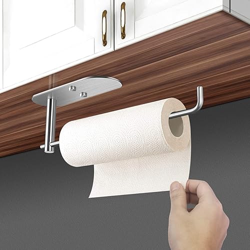 Miniatura 2 de Soporte para toallas de papel debajo del armario de la cocina, autoadhesivo o perforador, soporte para toallas de papel en la pared para cocina,
