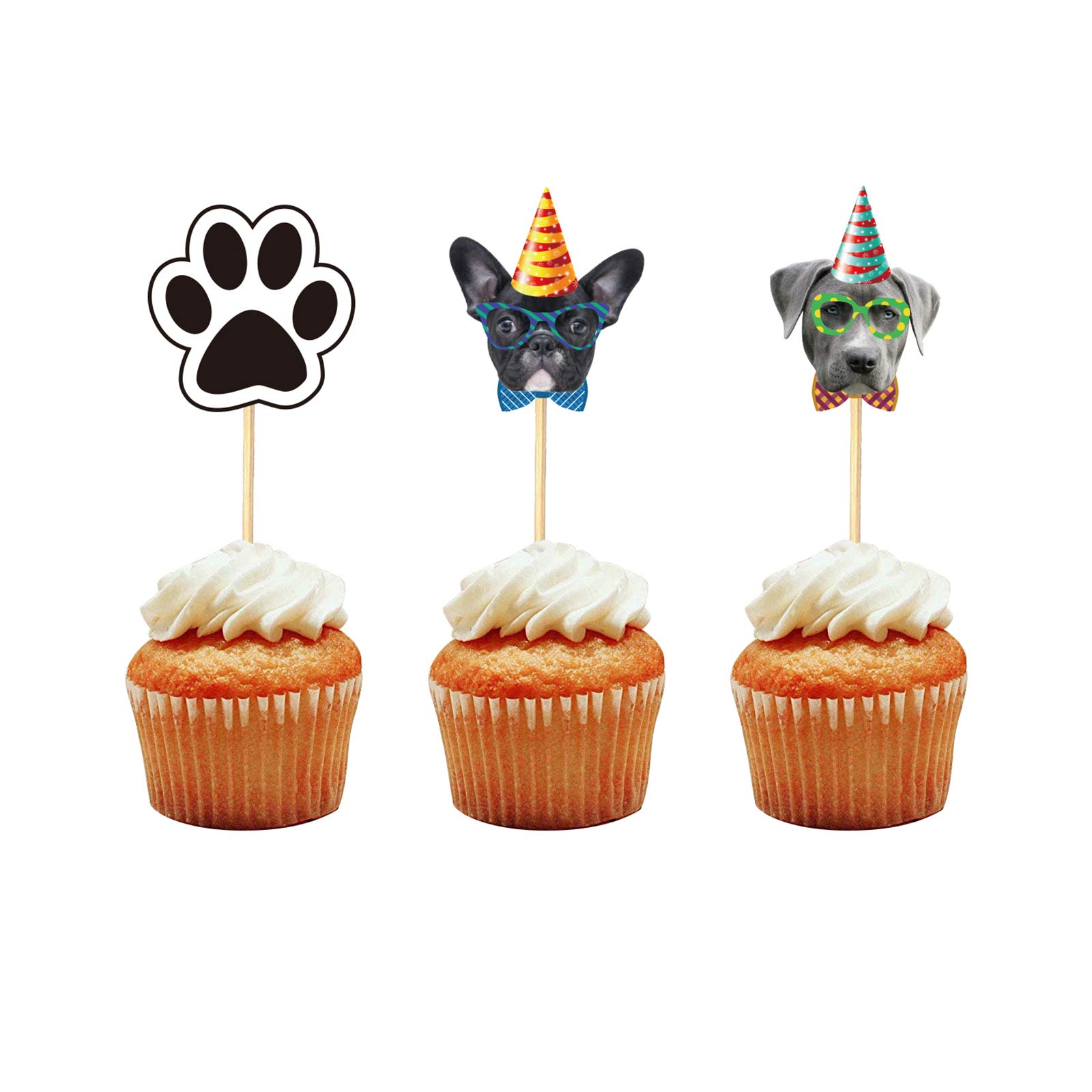 Lot De 24 Décorations De Cupcakes En Forme De Patte De Chien