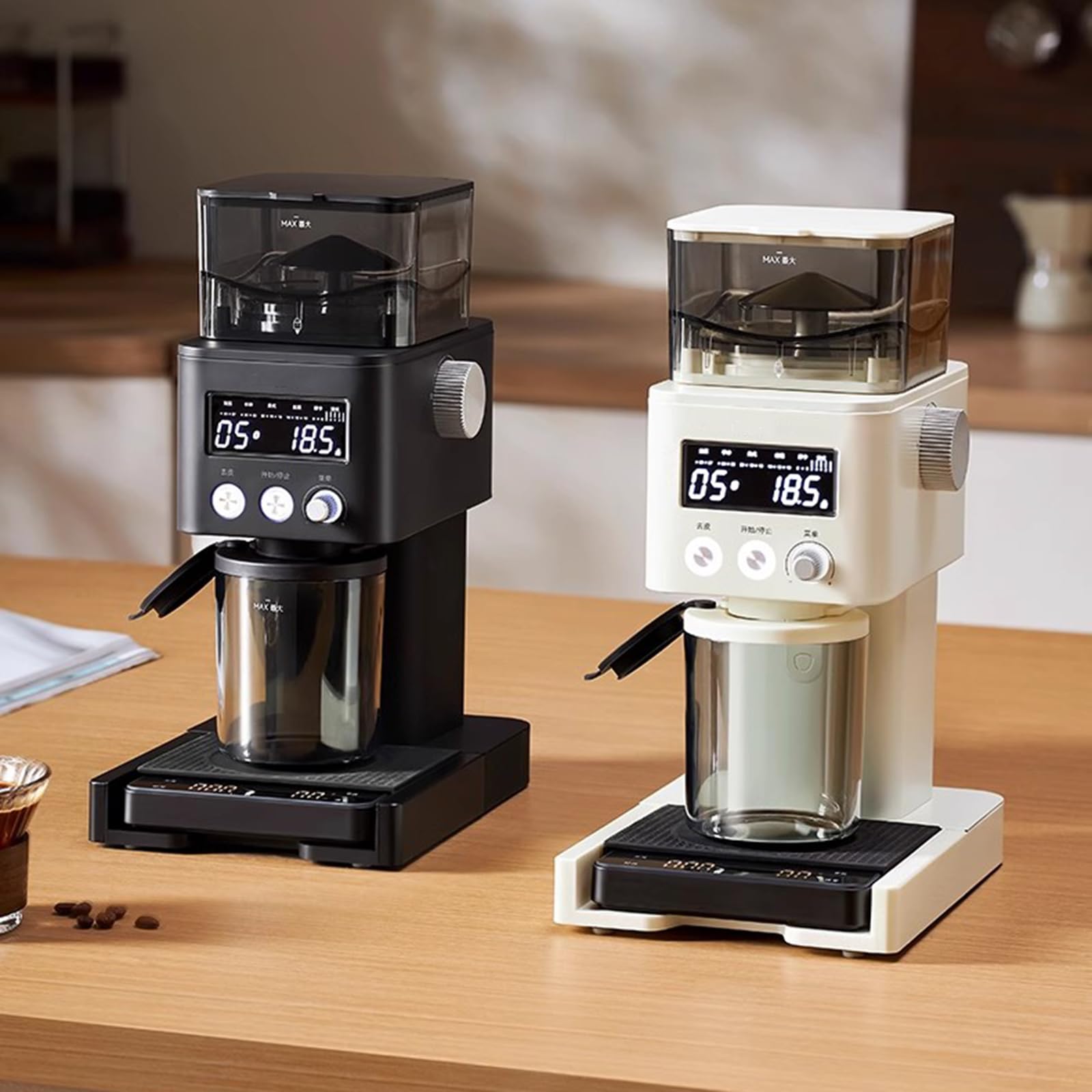 Molinillo De Café Eléctrico, Molinillo De Café Expreso con Muelas Cónicas, 30 Ajustes De Molienda Precisos, Panel De Control LED, Escala De Café Extraíble
