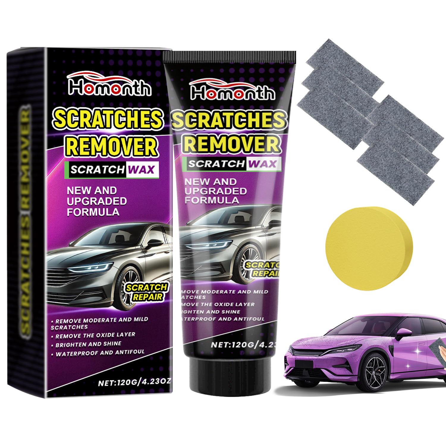 Nano Sparkle Cloth Car Scratch Remover Set, 2025 Car Scratch Repair Paste Polishing Wax, Magic Nano Cleaning Cloth Automotive Cleaning Kit for Vehicles Paint Scratches Repair