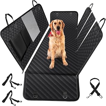 Vailge 100% Waterproof Convertible Dog Car Seat Covers, Waterproof Dog Seat Cover with Mesh Window, Heavy Duty seat Cover for Dogs, Dog car Hammock Pet Seat Cover for Cars Trucks suvs,Black,Standard