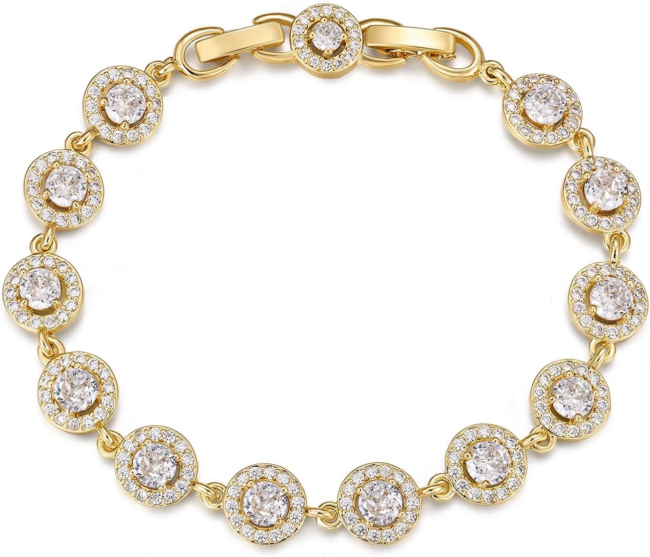 Tennis Bracelets for Women 14K Gold/White Gold Plated 5mm Round Heart Shape Cubic Zirconia Bracelets Trendy Dainty Rhinestone Bracelet Jewelry Gifts for Her Mom Wife