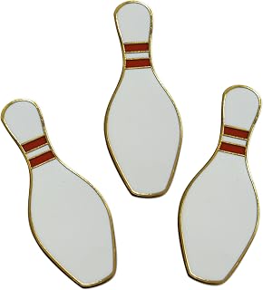 Novel Merk Bowling Pin Alley Strike Lapel Pin, Hat & Tie Tack 3 Pack