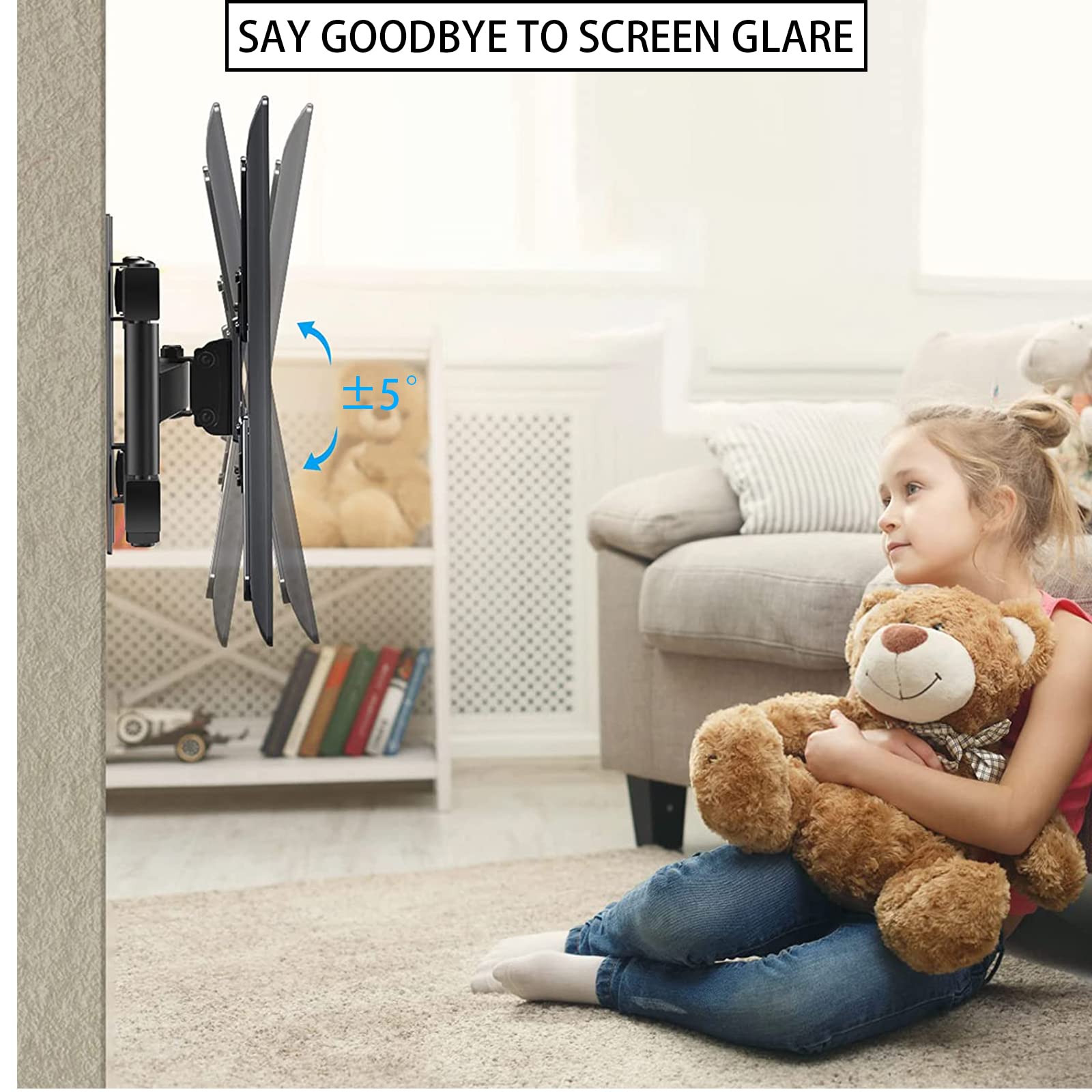 Supporto da Parete per TV Full Motion per TV da 32-55 Pollici con Bracci articolati, girevoli, inclinabili, estensibili - Staffe per Montaggio a Parete per TV VESA 400x400 Adatto a