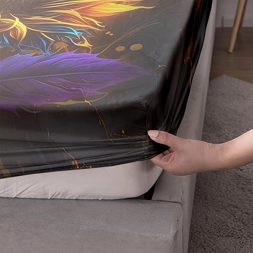 Miniatura 4 de AILONEN Juego de sábanas bajeras de girasoles tamaño individual XL, sábanas botánicas  Juego de ropa de cama de llama de girasoles ardientes para