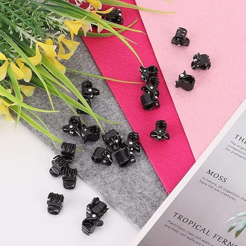 Miniatura 6 de 100 mini pinzas para el cabello, pinzas de plástico negro elegantes antideslizantes para el cabello, pinzas para el cabello pequeñas, pinzas para