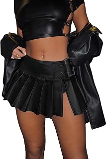 Floerns Women's Metallic Mini Skirt Low Rise Buckle Detail Zipper Slit Short Pleated Skirt Price In India