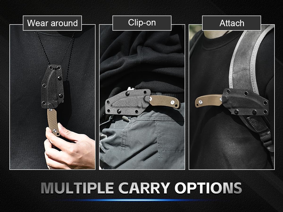 Small Neck knife with Sheath, Full Tang Fixed Blade Knife with D2 Steel Blade, G10 Handle, Ergonomic Design for EDC, Camping, Hiking, and Survival - Image 9