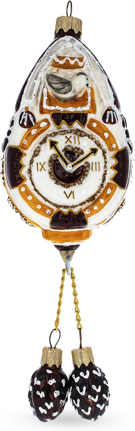 Traditional German Cuckoo Clock Glass Christmas Ornament