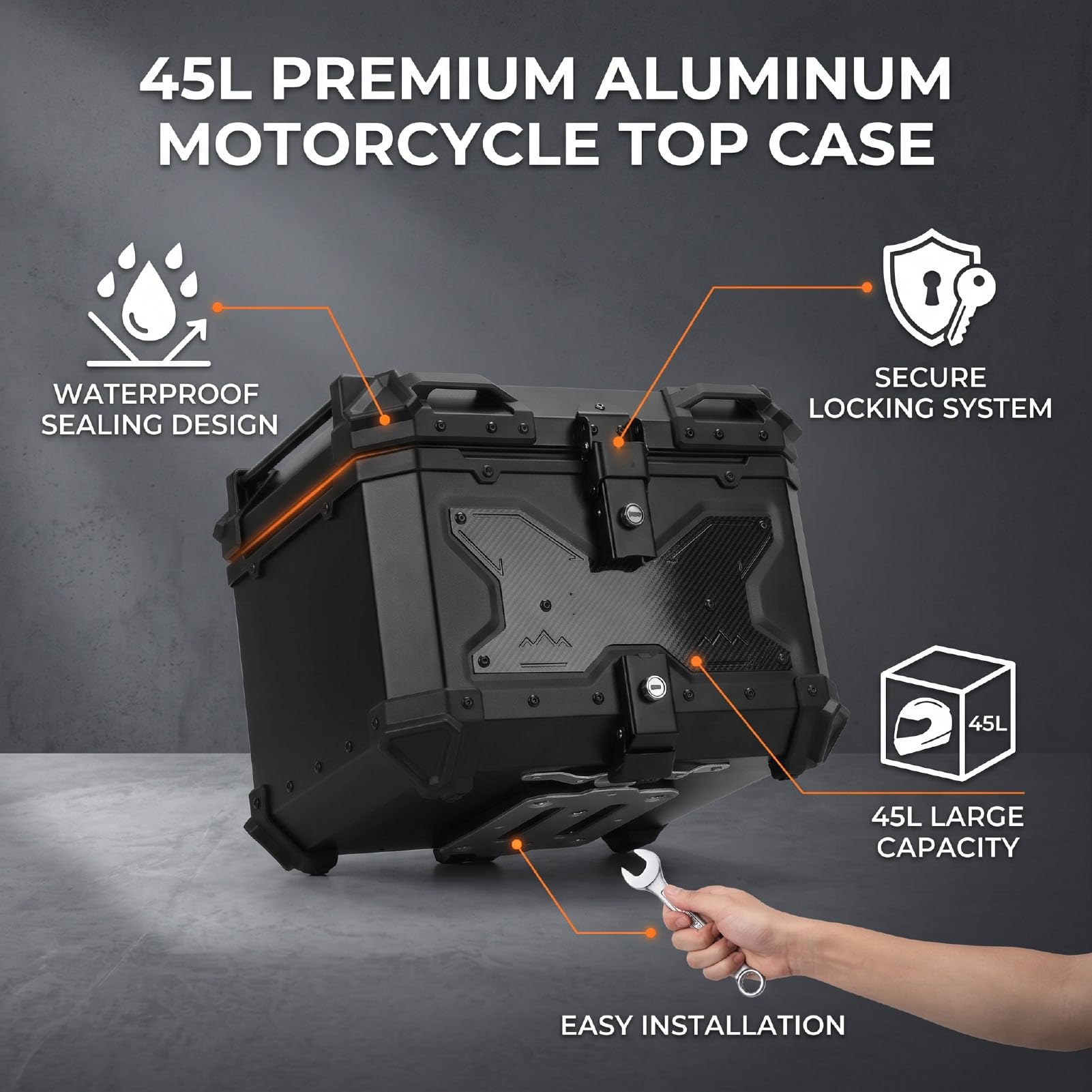 banapoy Baúl Motocicleta, Caja Trasera Universal 45 L