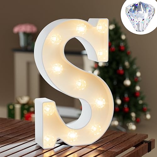 Letras de marquesina LED blancas, letras iluminadas de marquesina con bombilla de diamante para decoración de Navidad, boda, letrero iluminado para