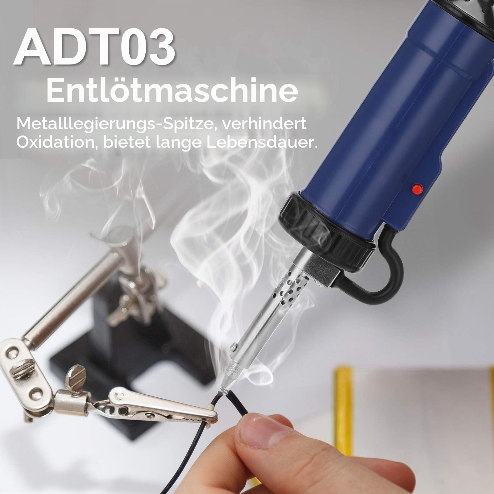 Weytoll Elektrische Entlötpumpe, Elektrisches Vakuum Entlötkolben, absaugen von flüssigem Lötzinn, 350W Entlötpumpe mit Heizung, Handfläche, Elektro-Solder Tin Sucker Va-cuum Soldering (Blau)