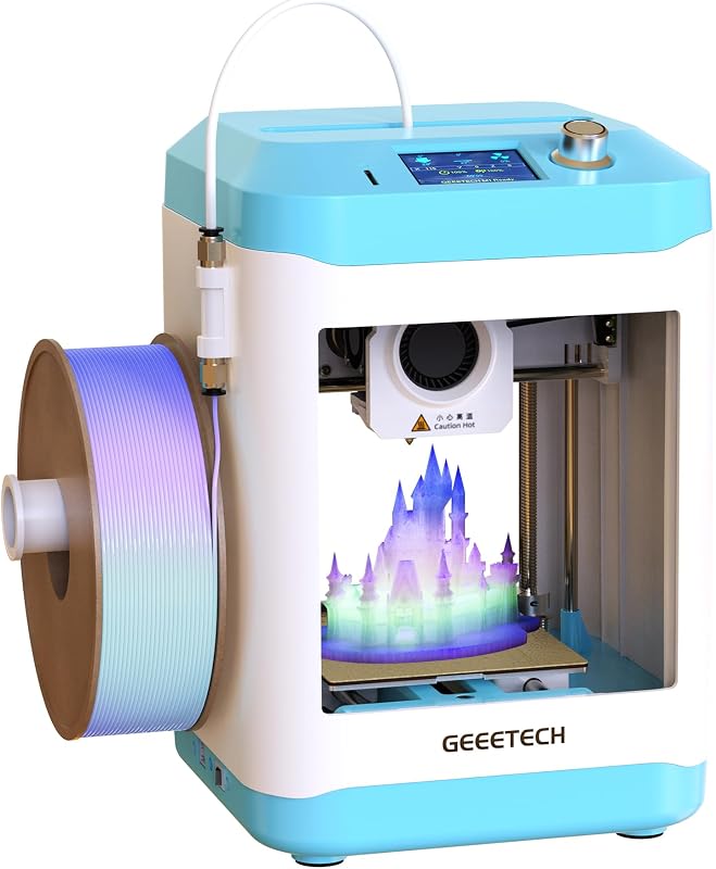 Geeetech 3D Printer for Kids & Beginners, High-Speed Mini 3D Printer | Auto-Leveling, Fully Open Source Pre-Assembled STEM Learning Tool, 3.94x4.33x3.94in Print Size for Home/School