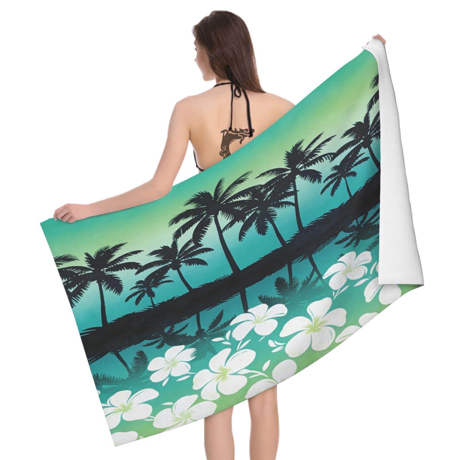 Leichong 3D Tropical Beach Beach Towel Microfiber Soft Quick Dry for Adults, Summer Theme Bath Towel Lightweight Soft Absorbent for Travel Swimming Pool Sports, 75 x 150 cm