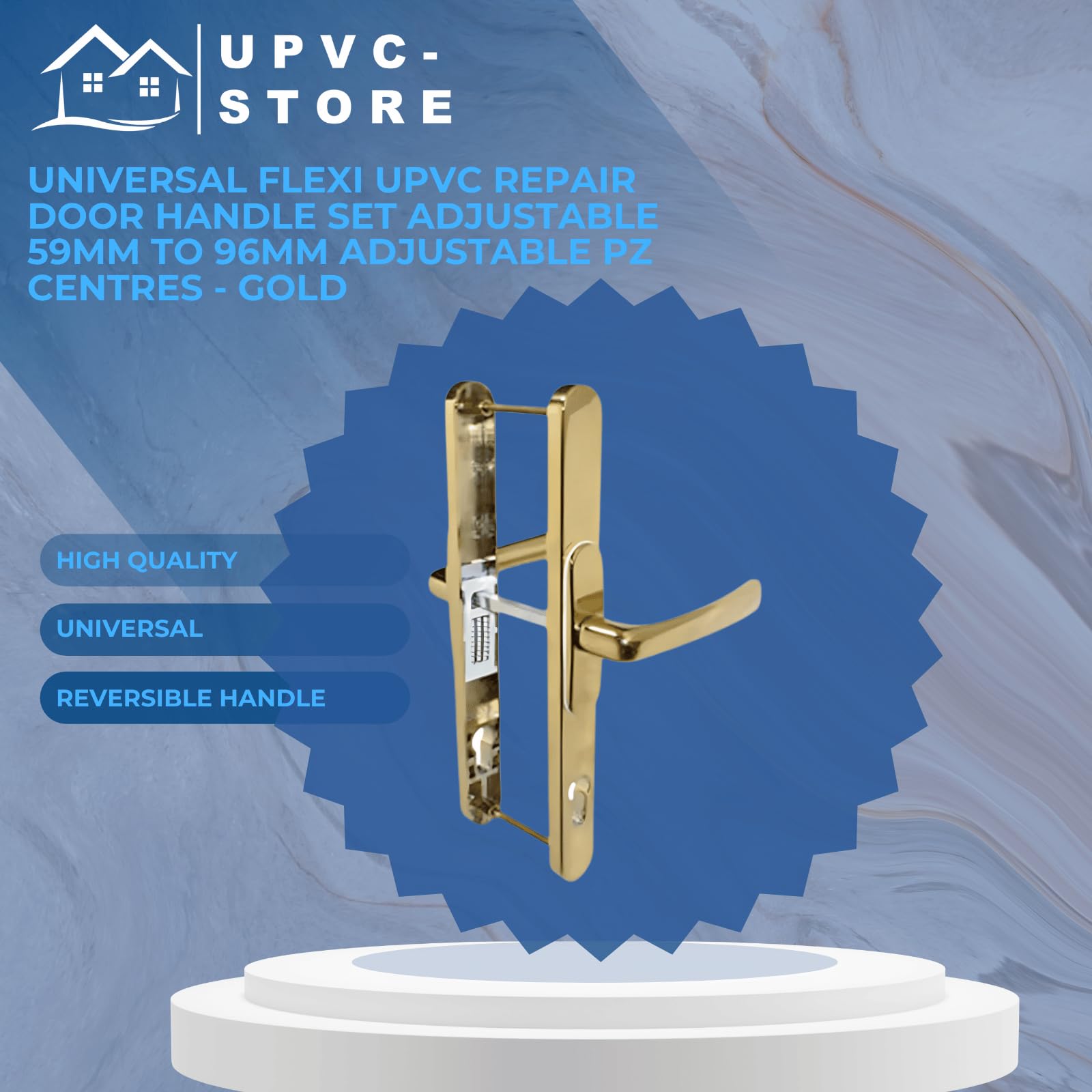 UPVCSTORE Universal Flexi UPVC Door Handle Set, Fully Adjustable PZ Centres (59mm to 96mm) - Image 2