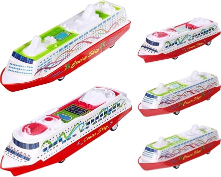 Cruise Ship Toy, Pull-Back Boat Toy Cruise Ship Model Toy Yacht Bath Toys Ships for Kids Toddlers Educational Play Boys Girls Birthday Childrens Day, Pack of 5